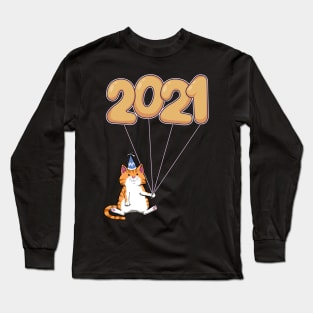 Happy New Year 2021 Cat Kitten New Year Eve Long Sleeve T-Shirt